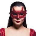 Maske halb Teufel Glitzer rot