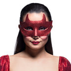 Maske halb Teufel Glitzer rot