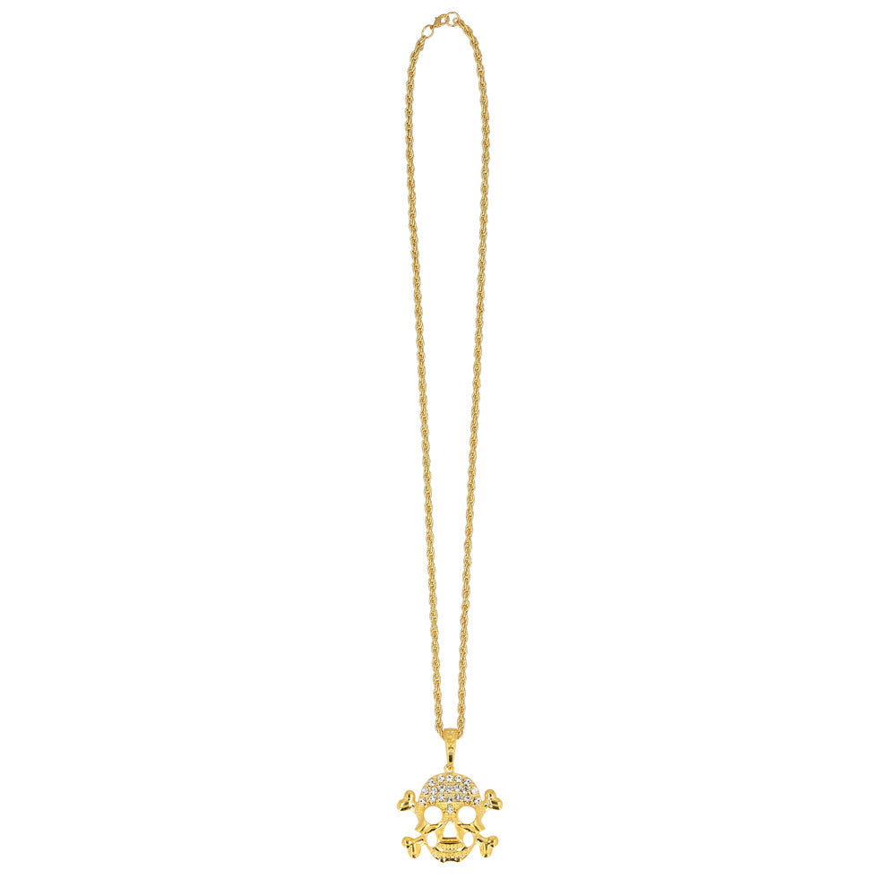 Halskette Totenkopf Gold Glitzer