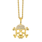 Halskette Totenkopf Gold Glitzer