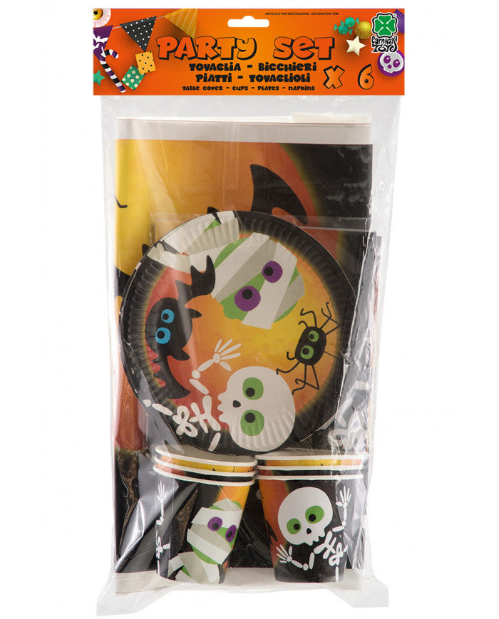 Halloween-Partyset „Bunte Monster“ für 6 Personen – 19-teilig