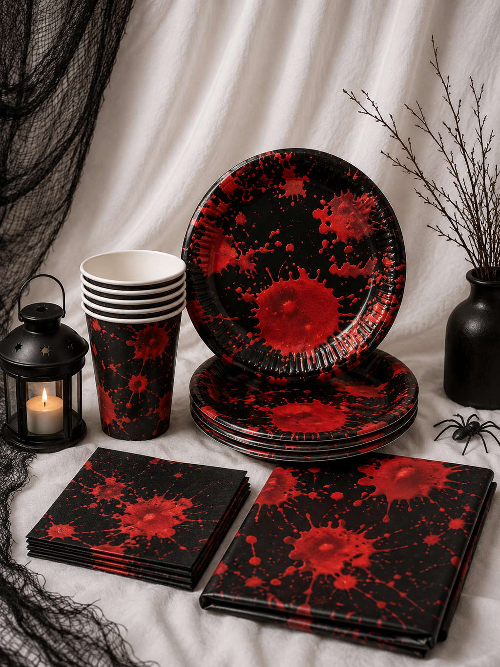 Halloween-Partyset „Blutspritzer“ für 6 Personen – 19-teilig