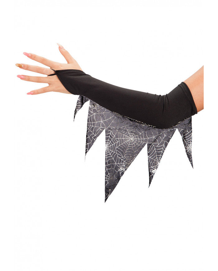 Armstulpen Spinnennetz schwarz 40cm