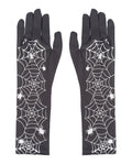 Handschuhe schwarz-weiß Spinnennetz 40cm
