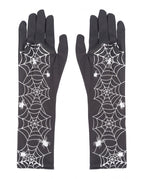 Handschuhe schwarz-weiß Spinnennetz 40cm
