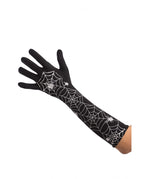 Handschuhe schwarz-weiß Spinnennetz 40cm
