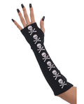 Fingerlose Handschuhe  mit Totenköpfen 40cm