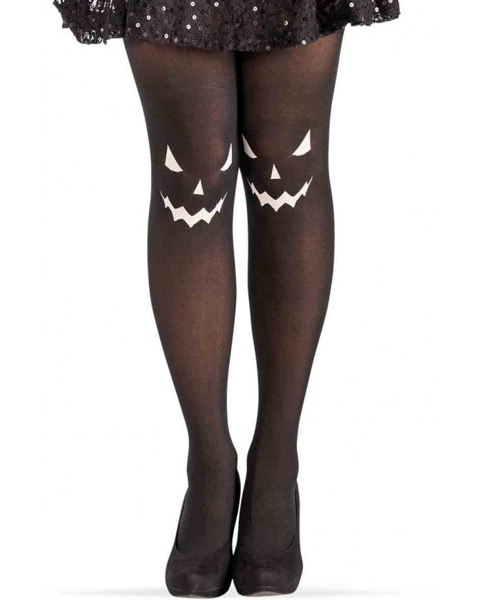 Strumpfhose böser Kürbis schwarz