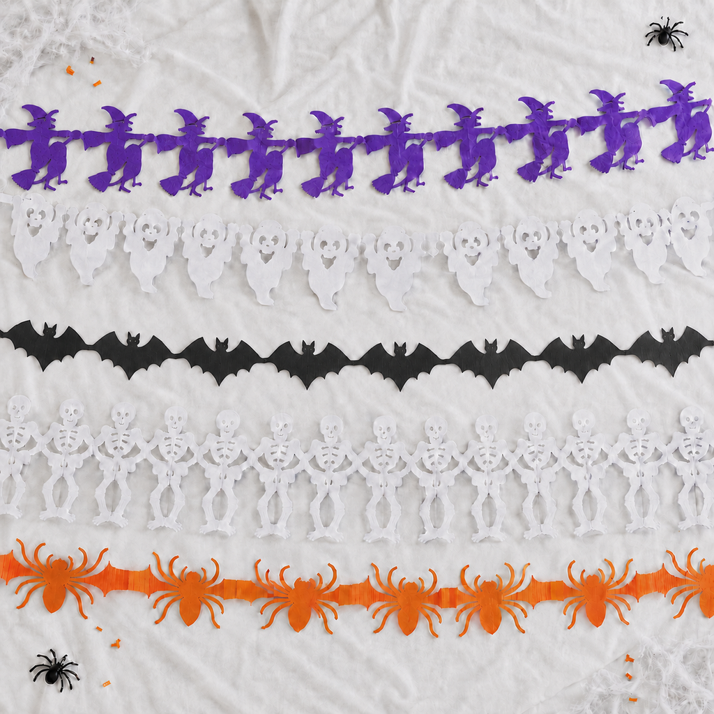 Halloween-Papiergirlanden – 5er-Set mit 5 Motiven, je 3 m