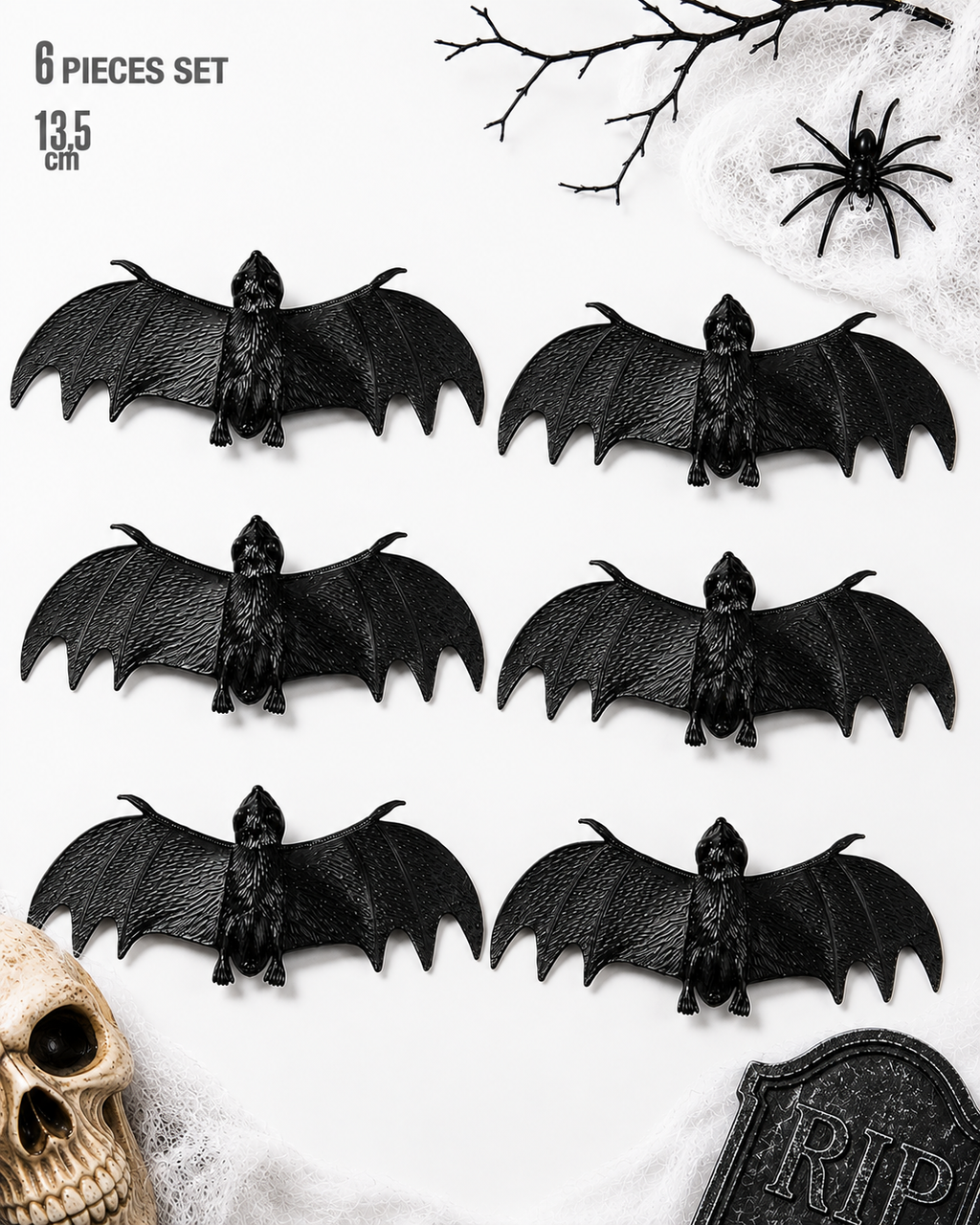 6x Fledermaus 14cm schwarz
