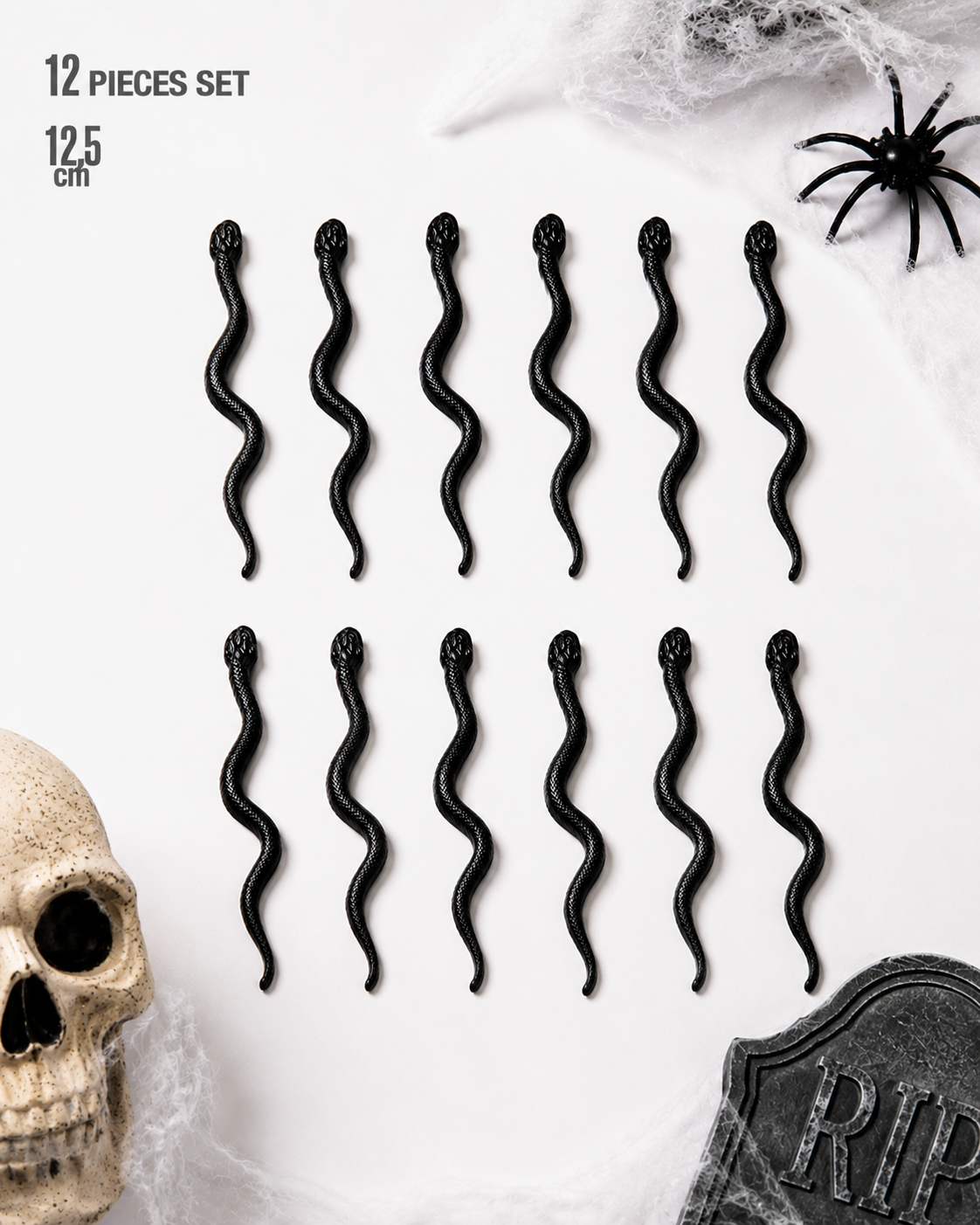 12x Schlange 13cm schwarz