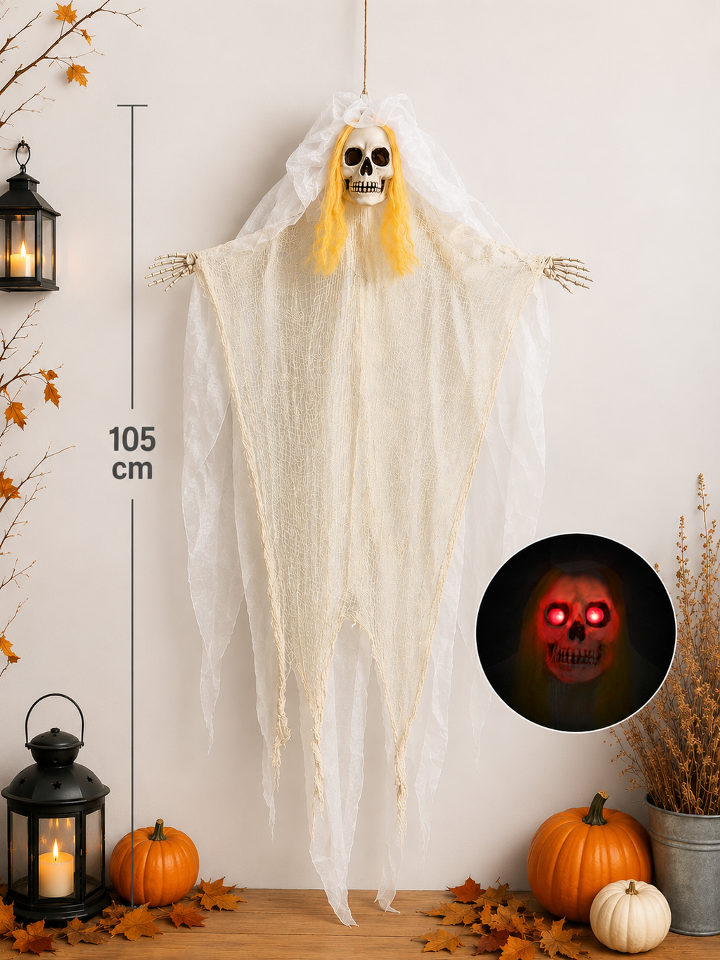 Leuchtende Horrorbraut zum Aufhängen – 105 cm inkl. Batterien