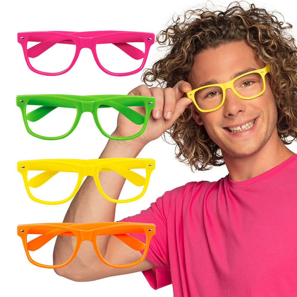 Brille neonfarbe ohne Gläser sortiert