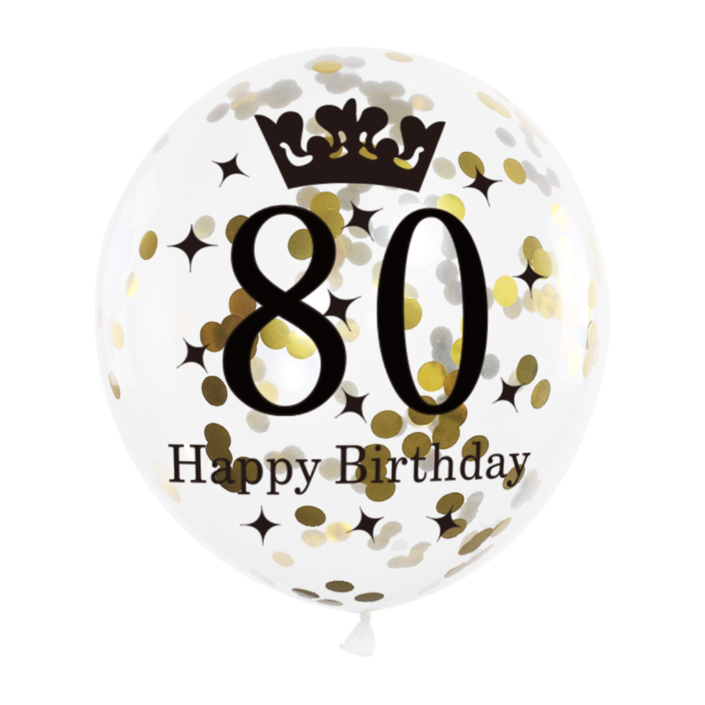 6x Latexballon 80 schwarz/gold/weiß 30cm
