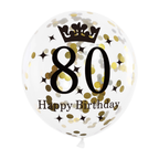 6x Latexballon 80 schwarz/gold/weiß 30cm
