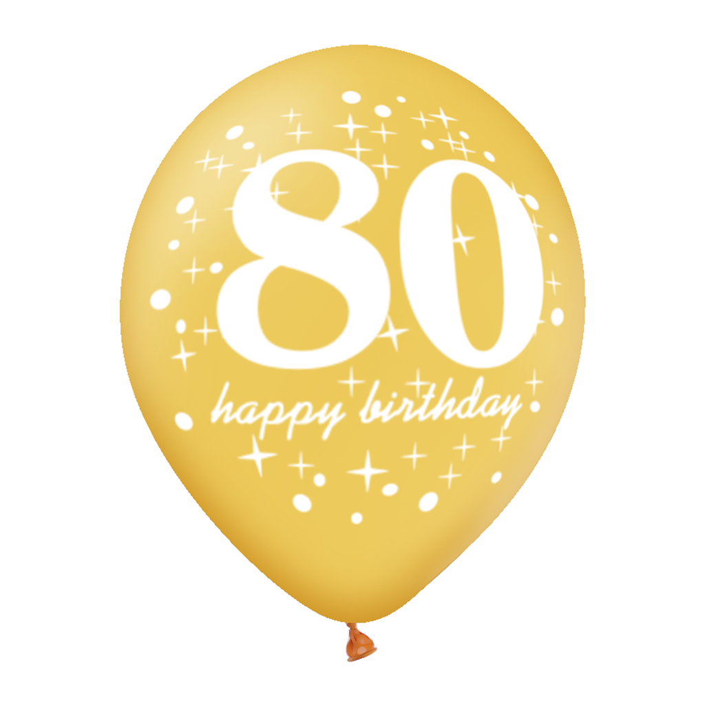 6x Latexballon 80 schwarz/gold/weiß 30cm