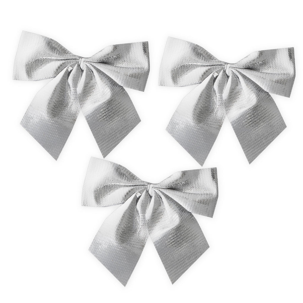 3x Schleife silber 12x10cm