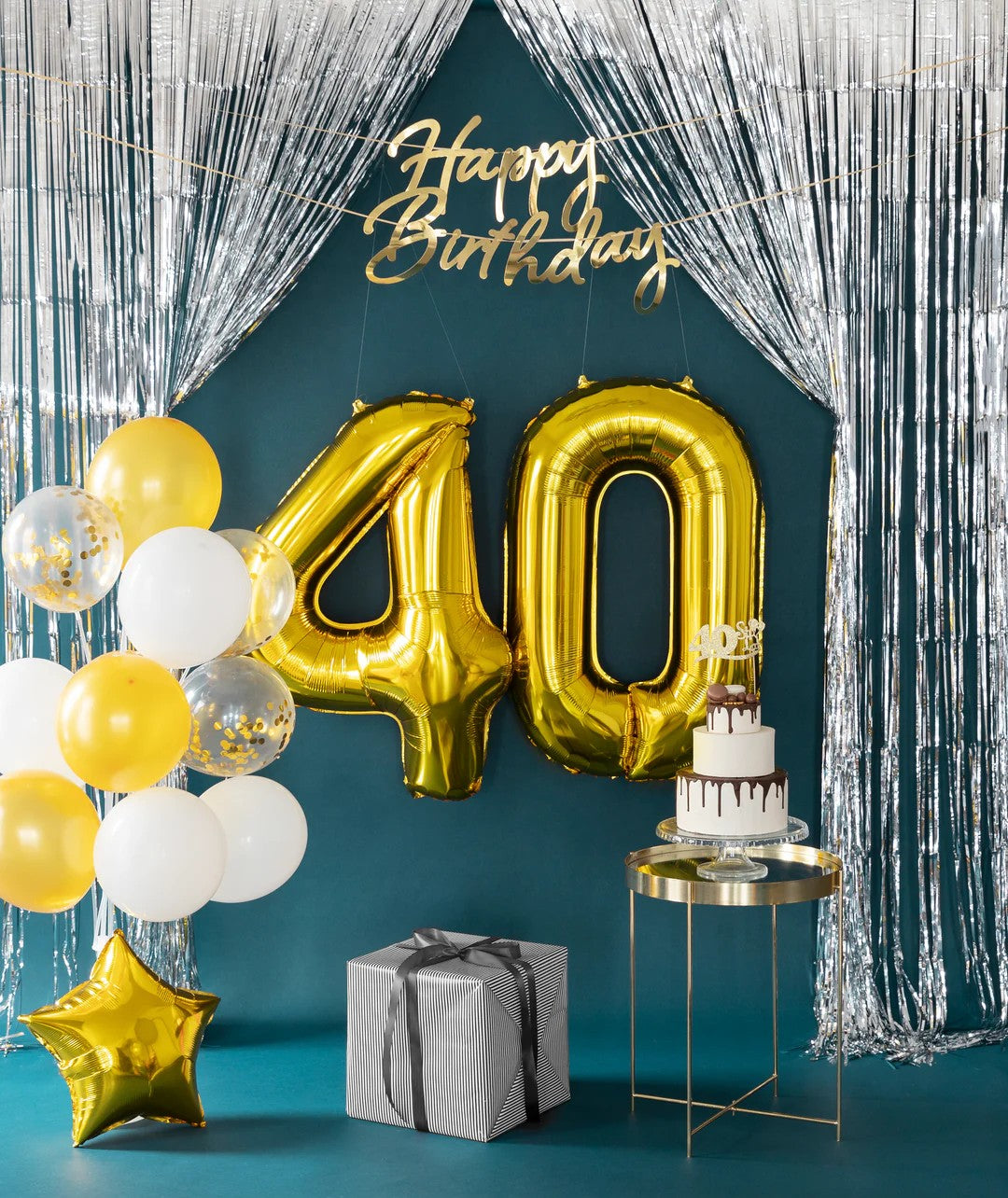 Folienballon Zahl Nr. 0 gold 86cm