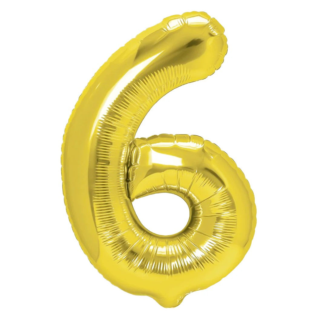 Folienballon Zahl Nr. 6 gold 86cm