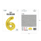 Folienballon Zahl Nr. 6 gold 86cm