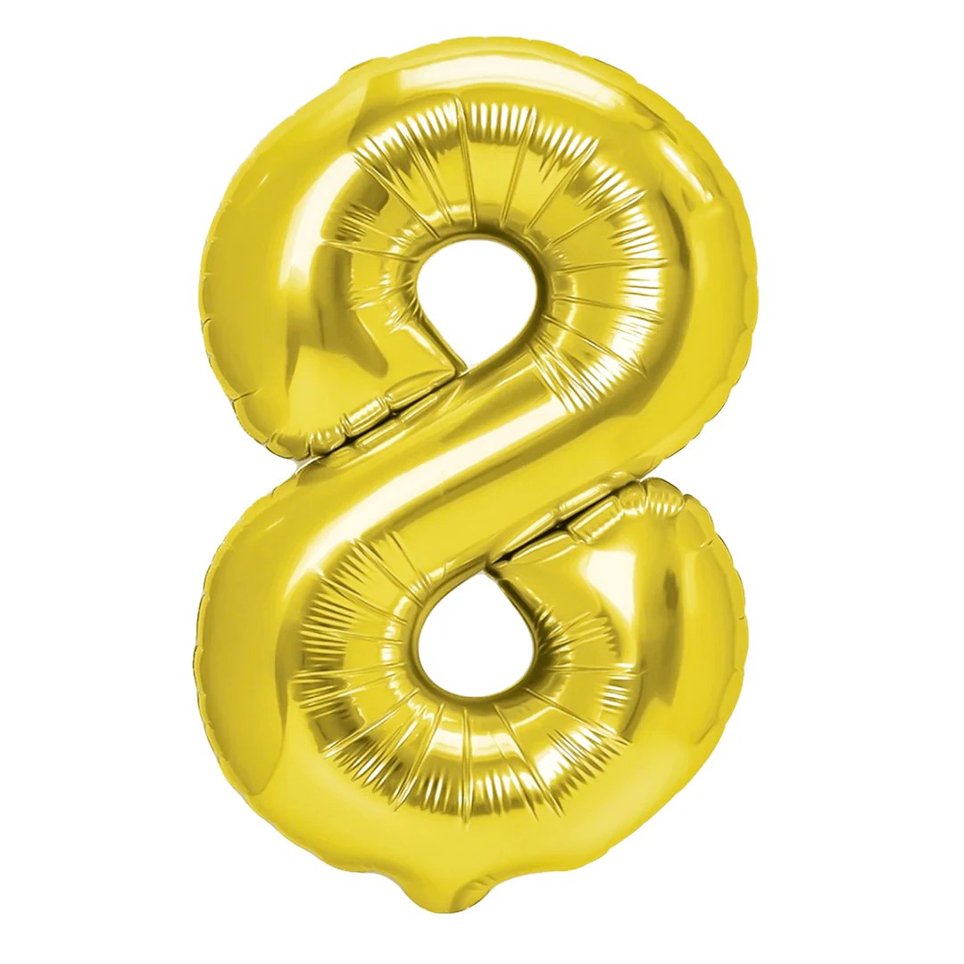 Folienballon Zahl Nr. 8 gold 86cm