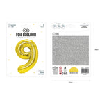 Folienballon Zahl Nr. 9 gold 86cm