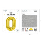 Folienballon Zahl Nr. 0 gold 86cm