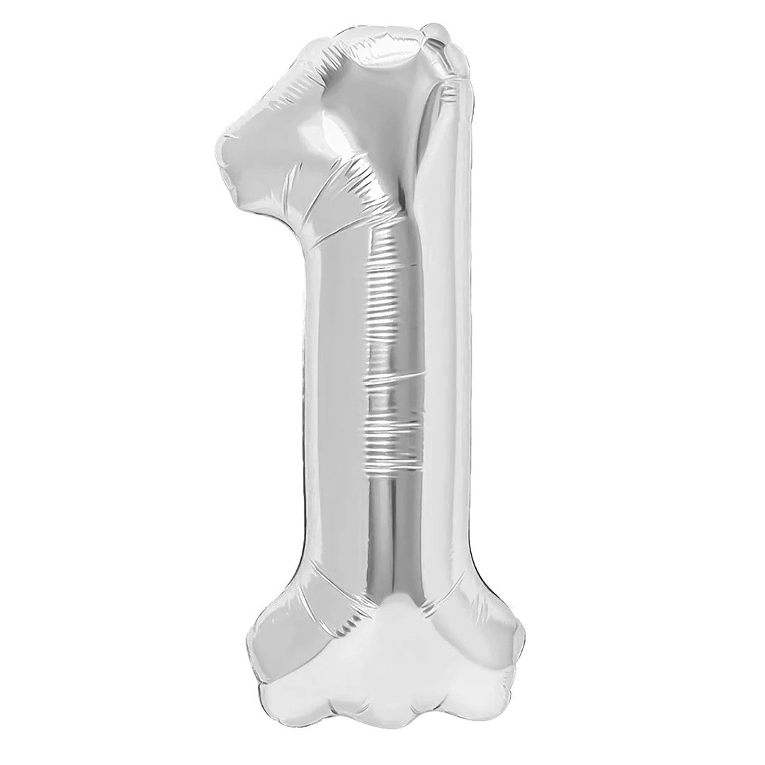 Folienballon Zahl Nr. 1 silber 86cm