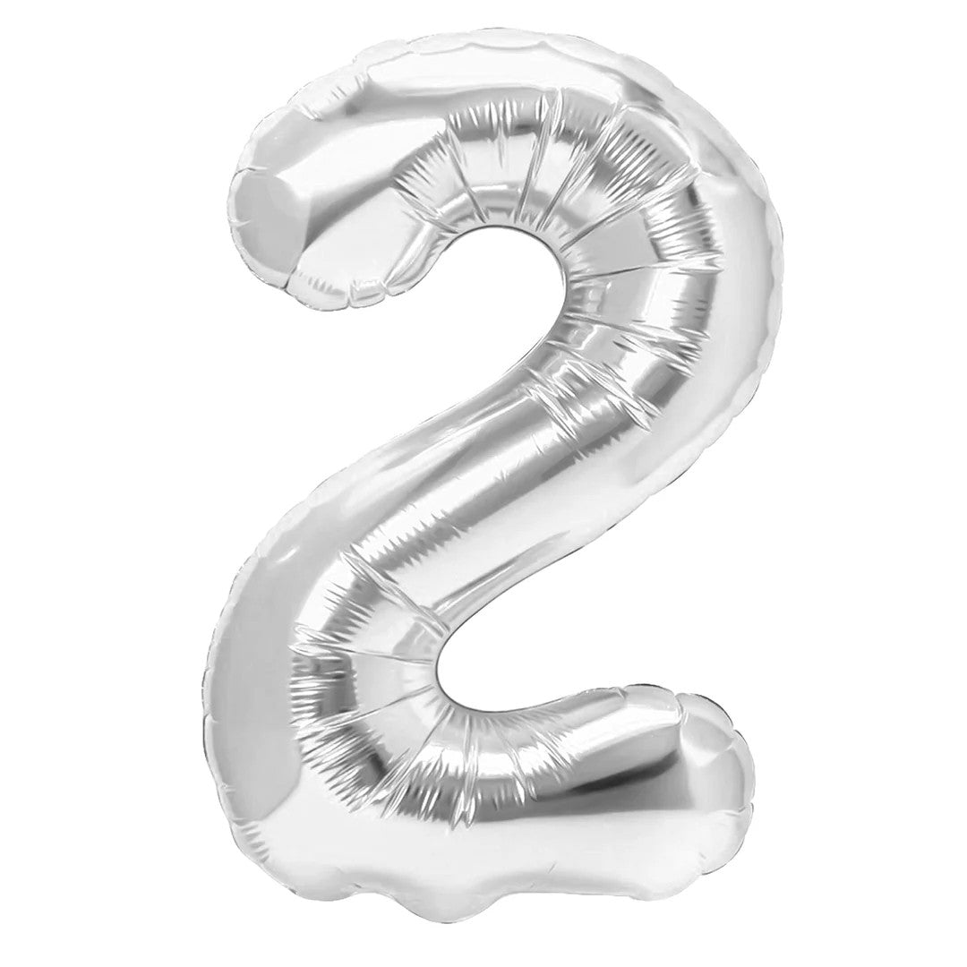 Folienballon Zahl Nr. 2 silber 86cm