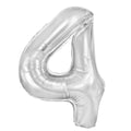 Folienballon Zahl Nr. 4 silber 86cm
