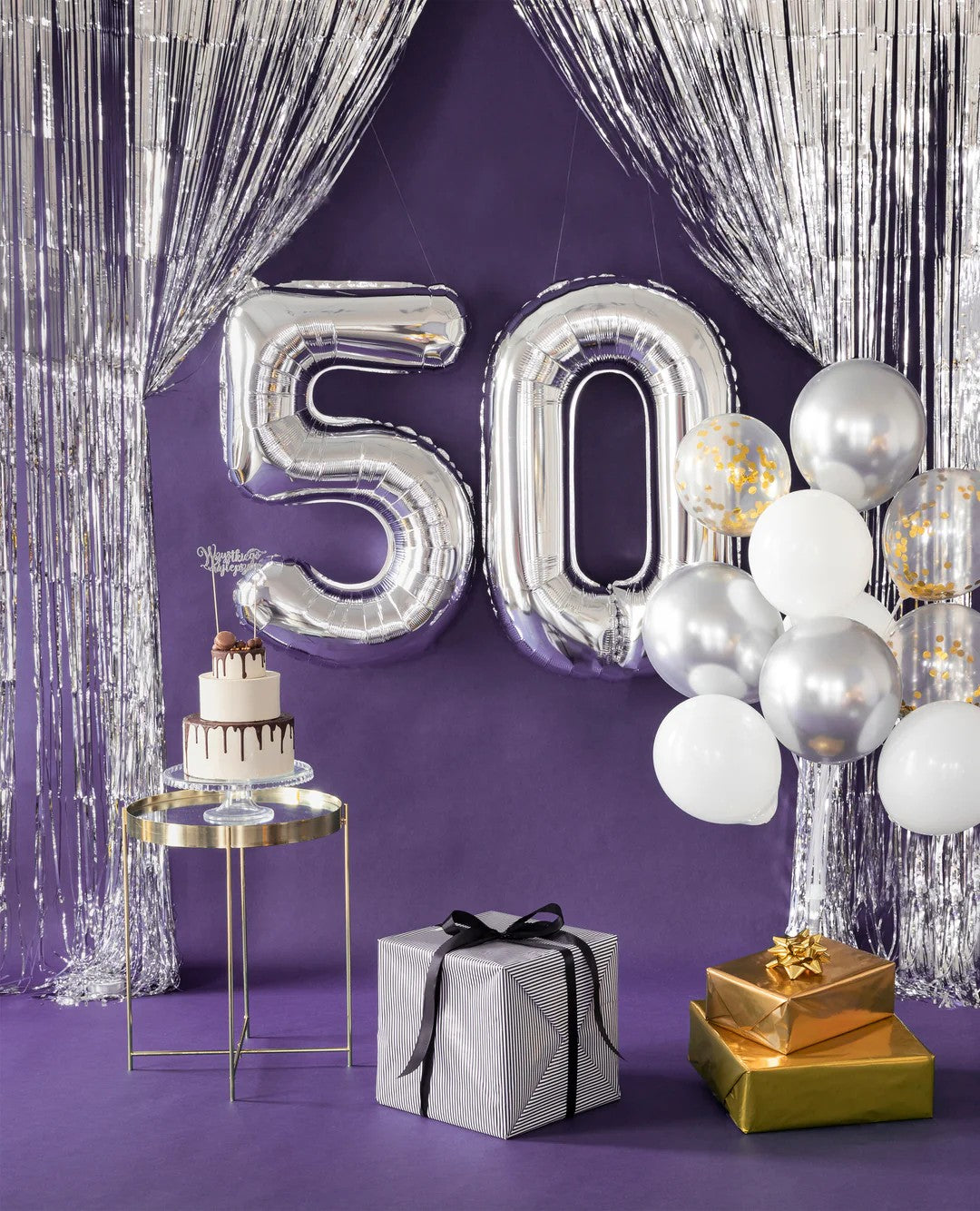 Folienballon Zahl Nr. 0 silber 86cm