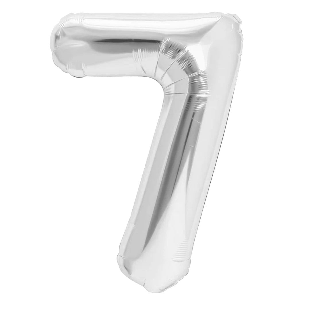 Folienballon Zahl Nr. 7 silber 86cm