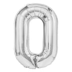 Folienballon Zahl Nr. 0 silber 86cm