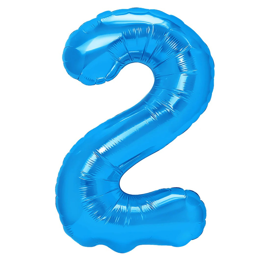 Folienballon Zahl Nr. 2 blau 86cm