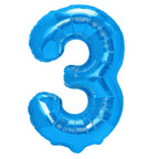Folienballon Zahl Nr. 3 blau 86cm