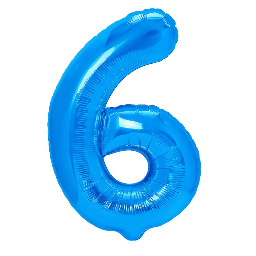 Folienballon Zahl Nr. 6 blau 86cm