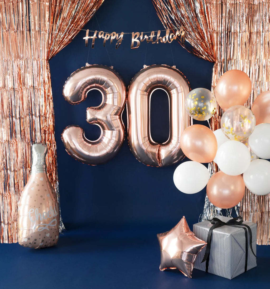 Folienballon Zahl Nr. 3 rosegold 86cm