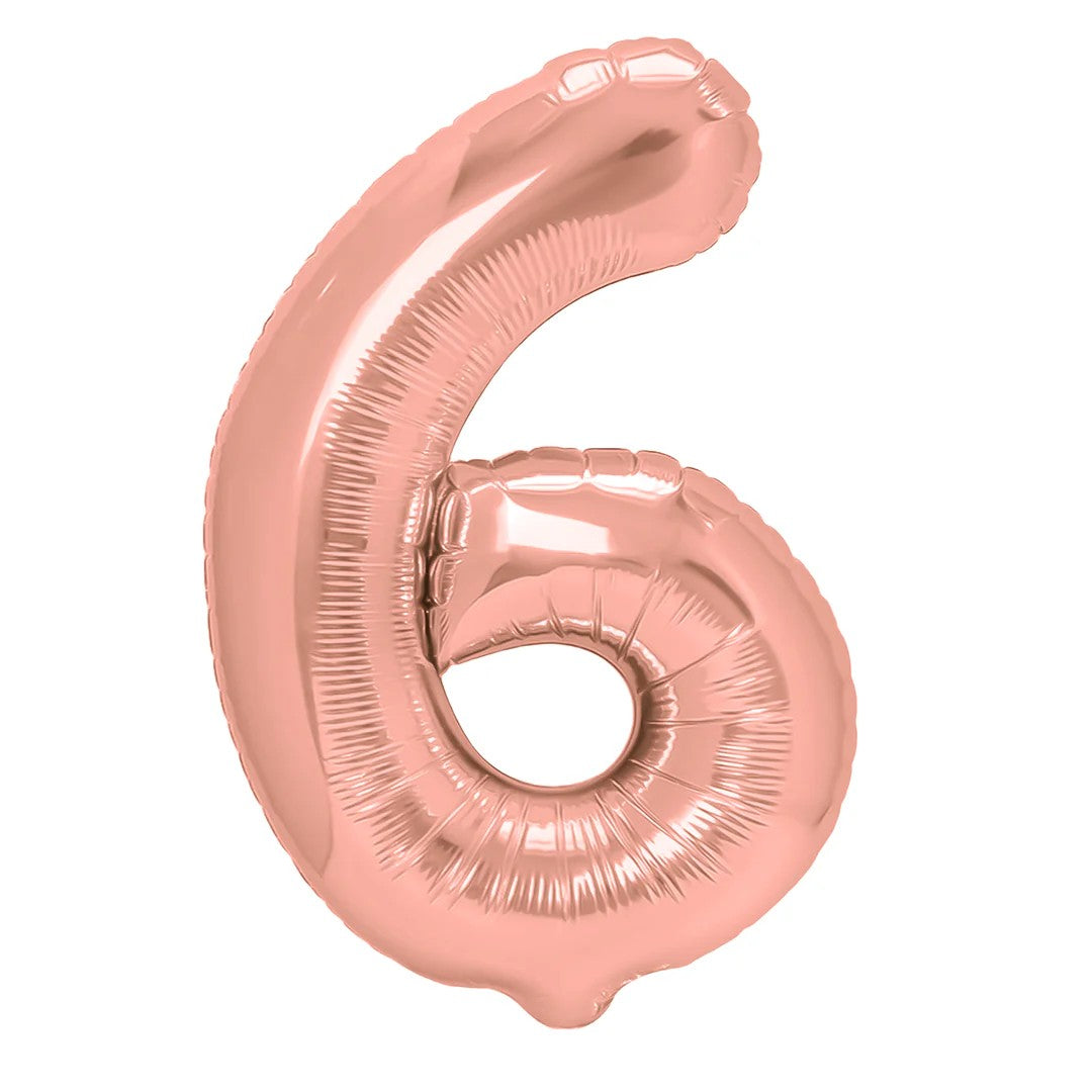 Folienballon Zahl Nr. 6 rosegold 86cm