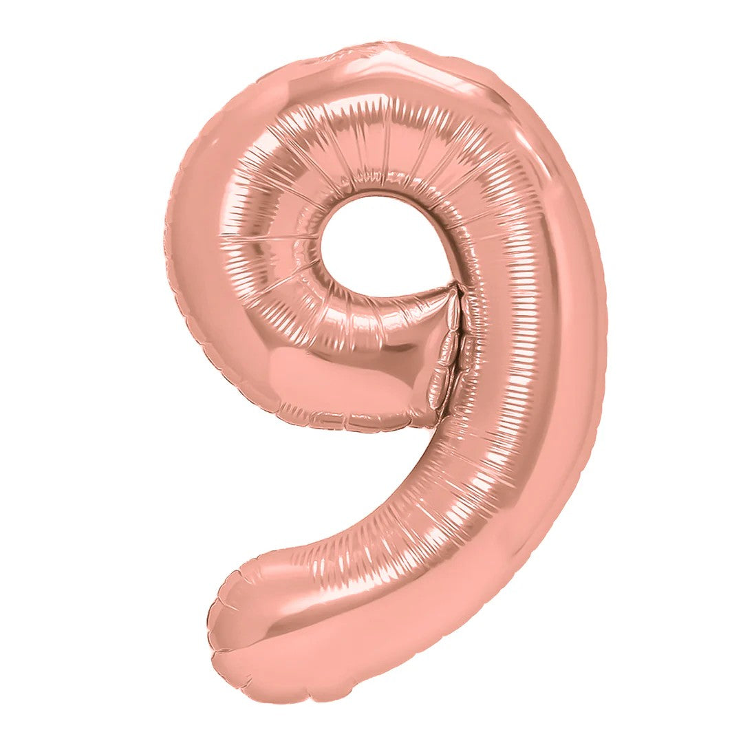 Folienballon Zahl Nr. 9 rosegold 86cm
