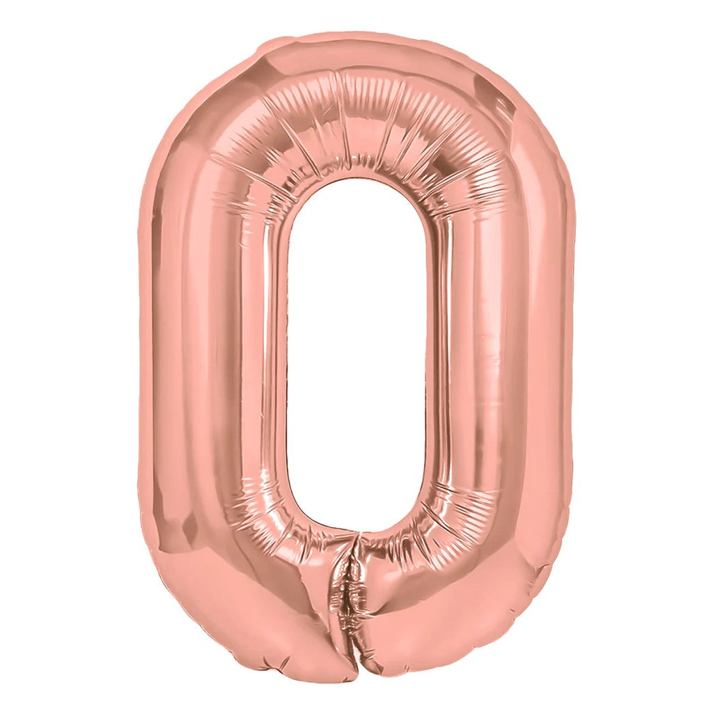 Folienballon Zahl Nr. 0 rosegold 86cm