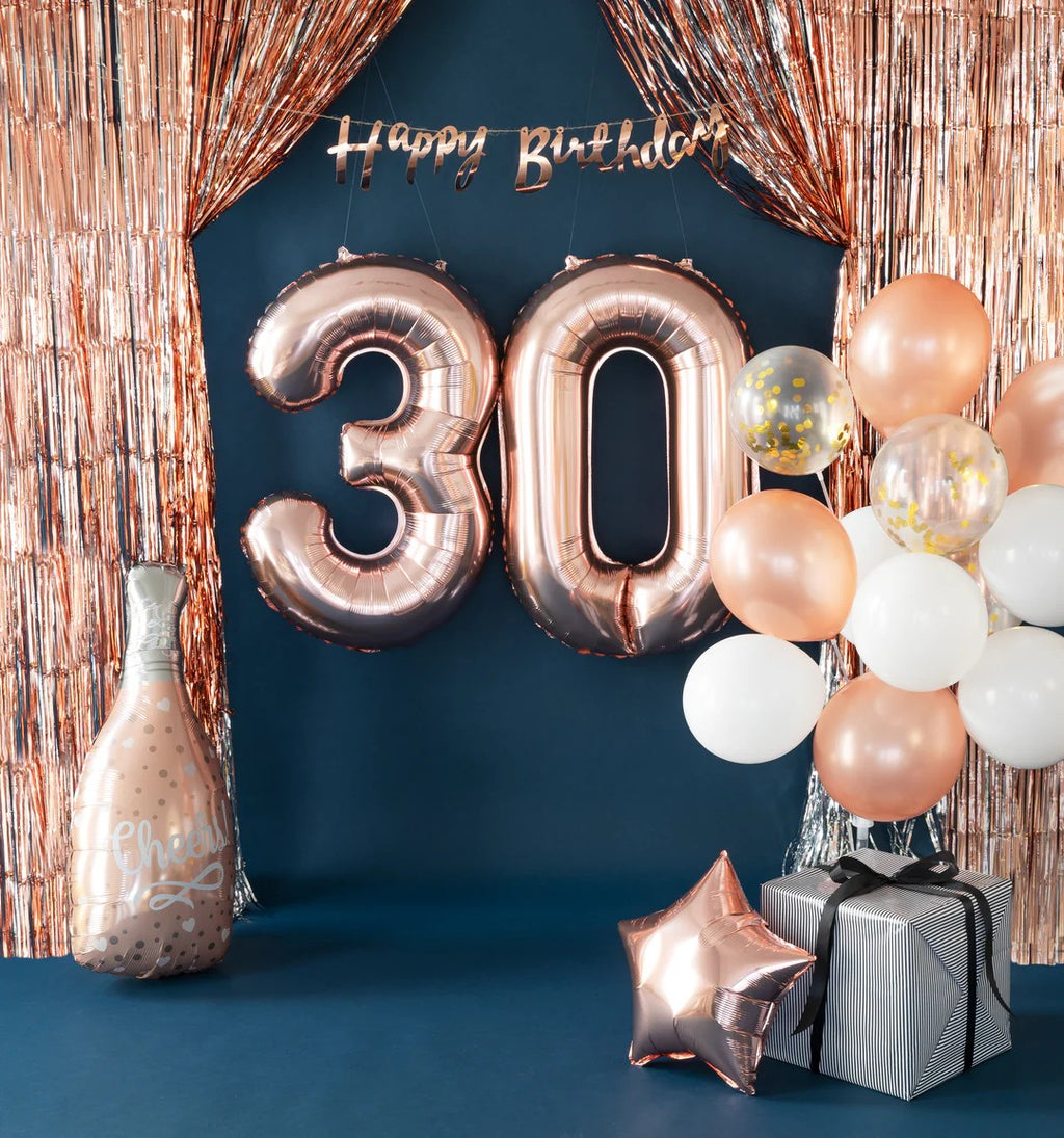 Folienballon Zahl Nr. 0 rosegold 86cm