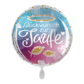 Folienballon zur Taufe 45cm rund blau pink