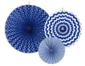 3x Dekofächer blau weiß 20cm, 30cm, 40cm