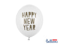 6x Latexballon weiß Happy New Year gold 30cm