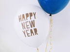 6x Latexballon weiß Happy New Year gold 30cm