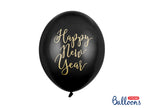 6x Latexballon schwarz Happy New Year gold 30cm