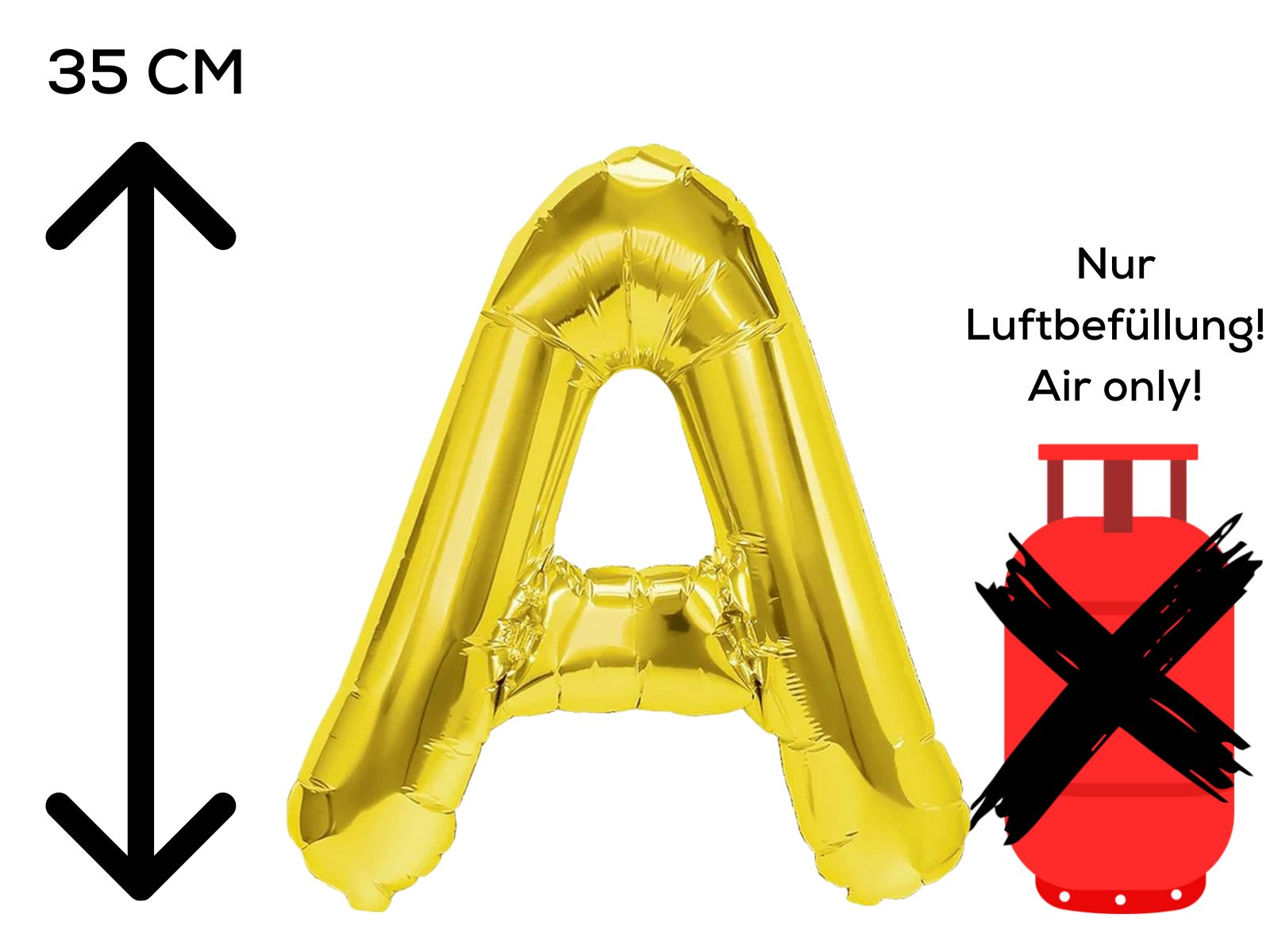 Folienballon Buchstabe A gold 35cm