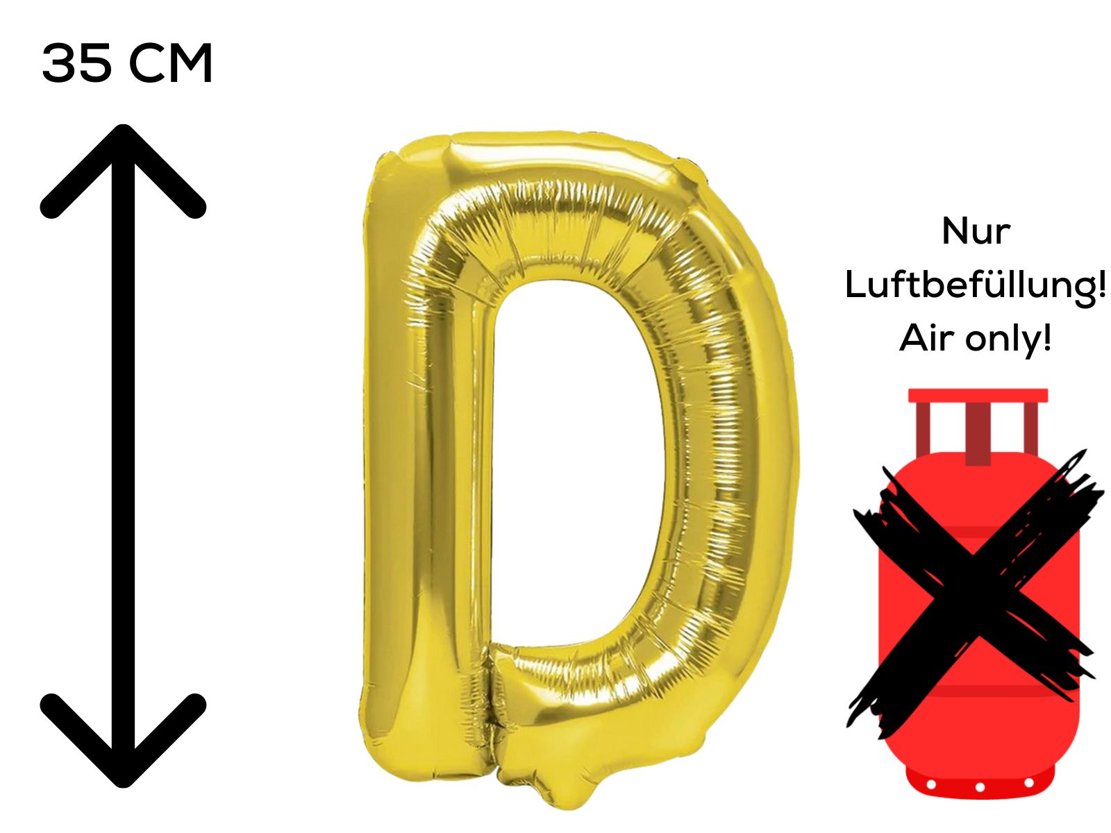 Folienballon Buchstabe D gold 35cm