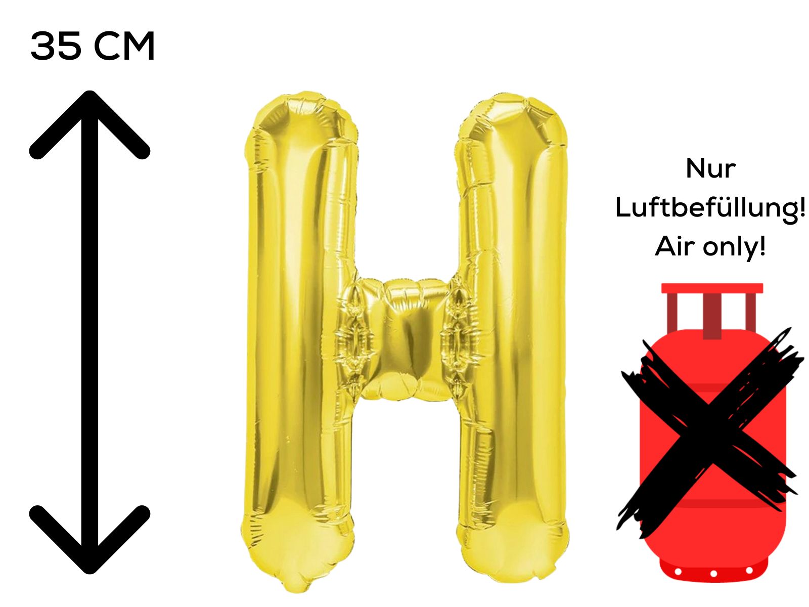 Folienballon Buchstabe H gold 35cm