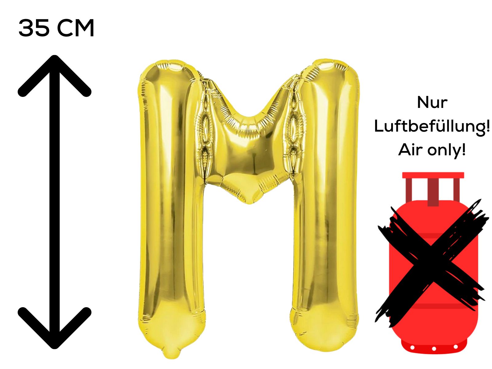 Folienballon Buchstabe M gold 35cm